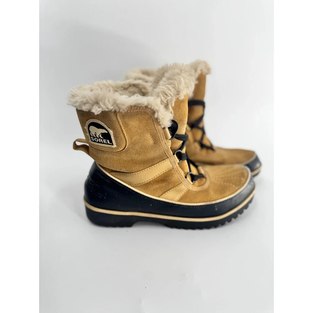 Sorel‎ Tivoli II Boots Women 7.5 Tan Suede Waterproof Faux Fur NL2089-373